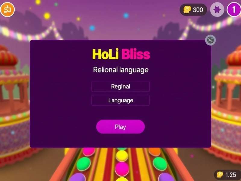 Holi Bliss Ride game screenshot showing colorful festival gameplay